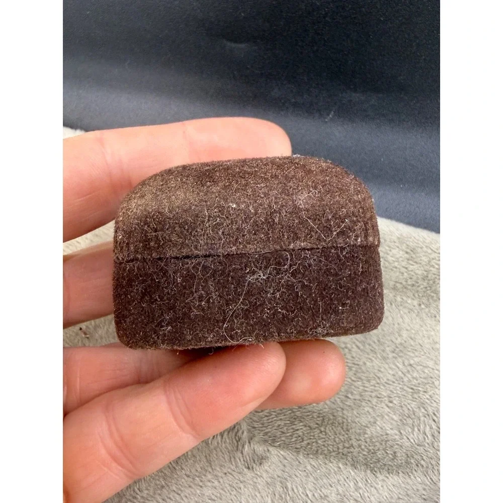 Vintage Dotson Jewelry Presentation Box Brown Velvet Hinged Small 2.5